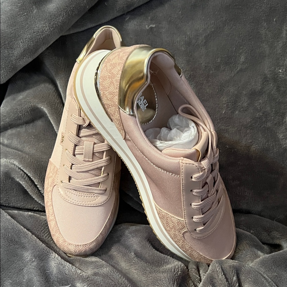 Michael Kors Blush Pink and Gold Sneakers - Picture 3 of 5